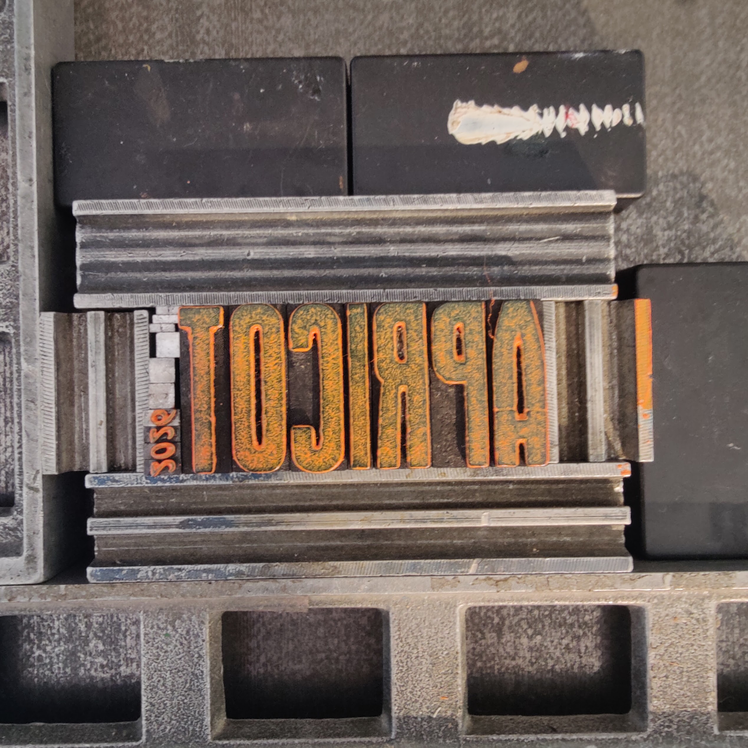 Apricot — wood type lock up, 2026