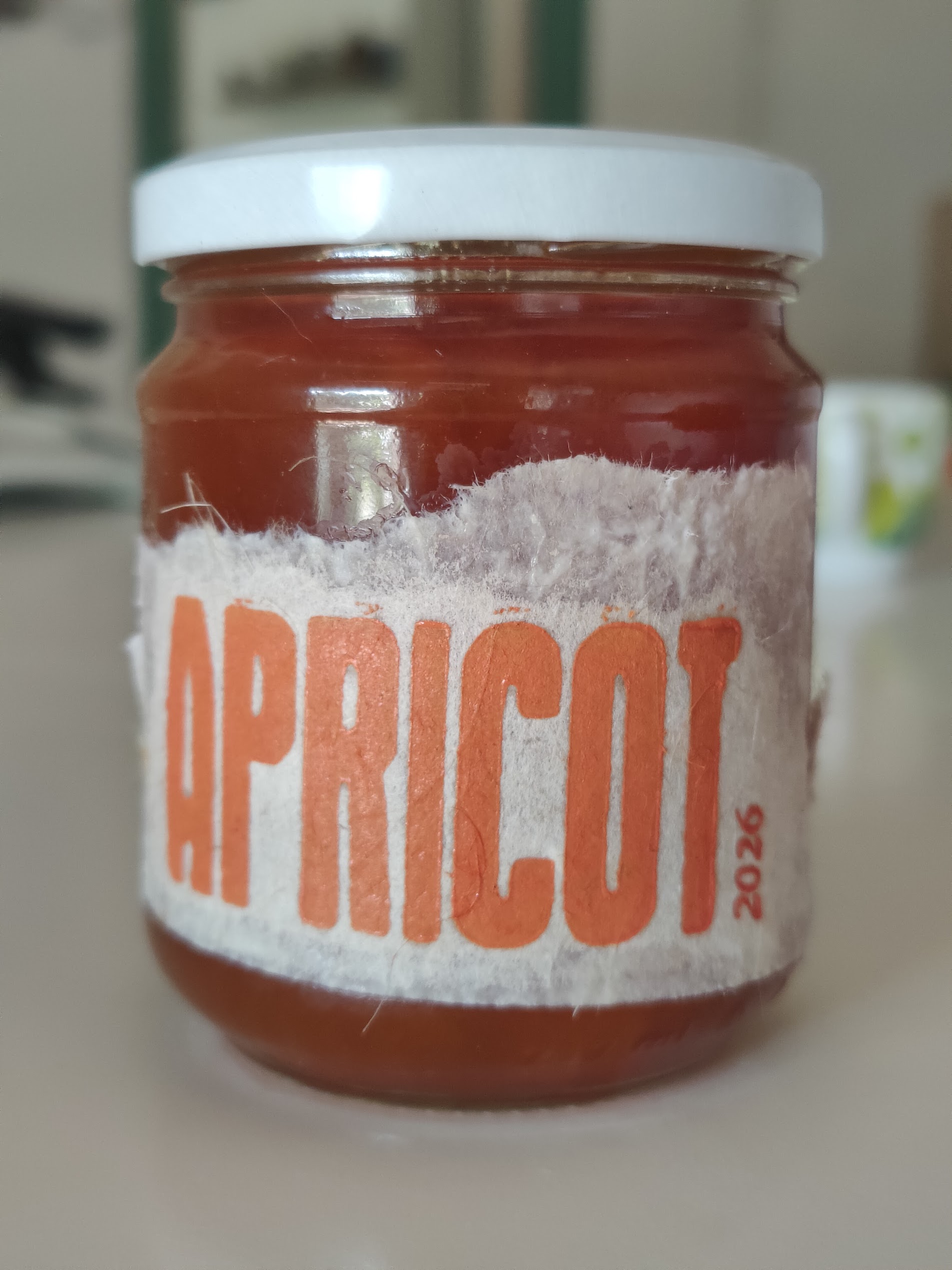 Apricot jam label — letterpress, 2026