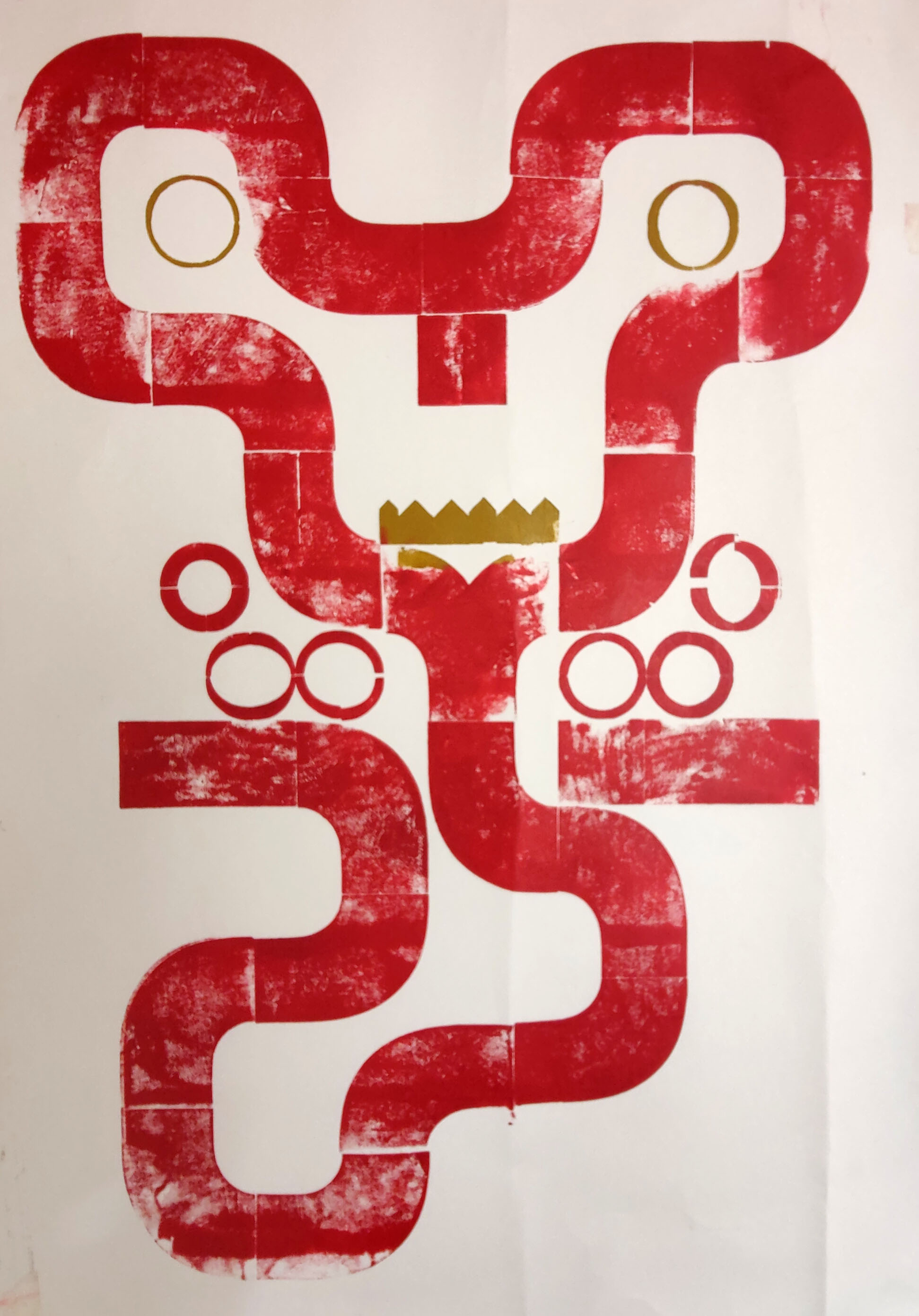 Red Fong — wood block print