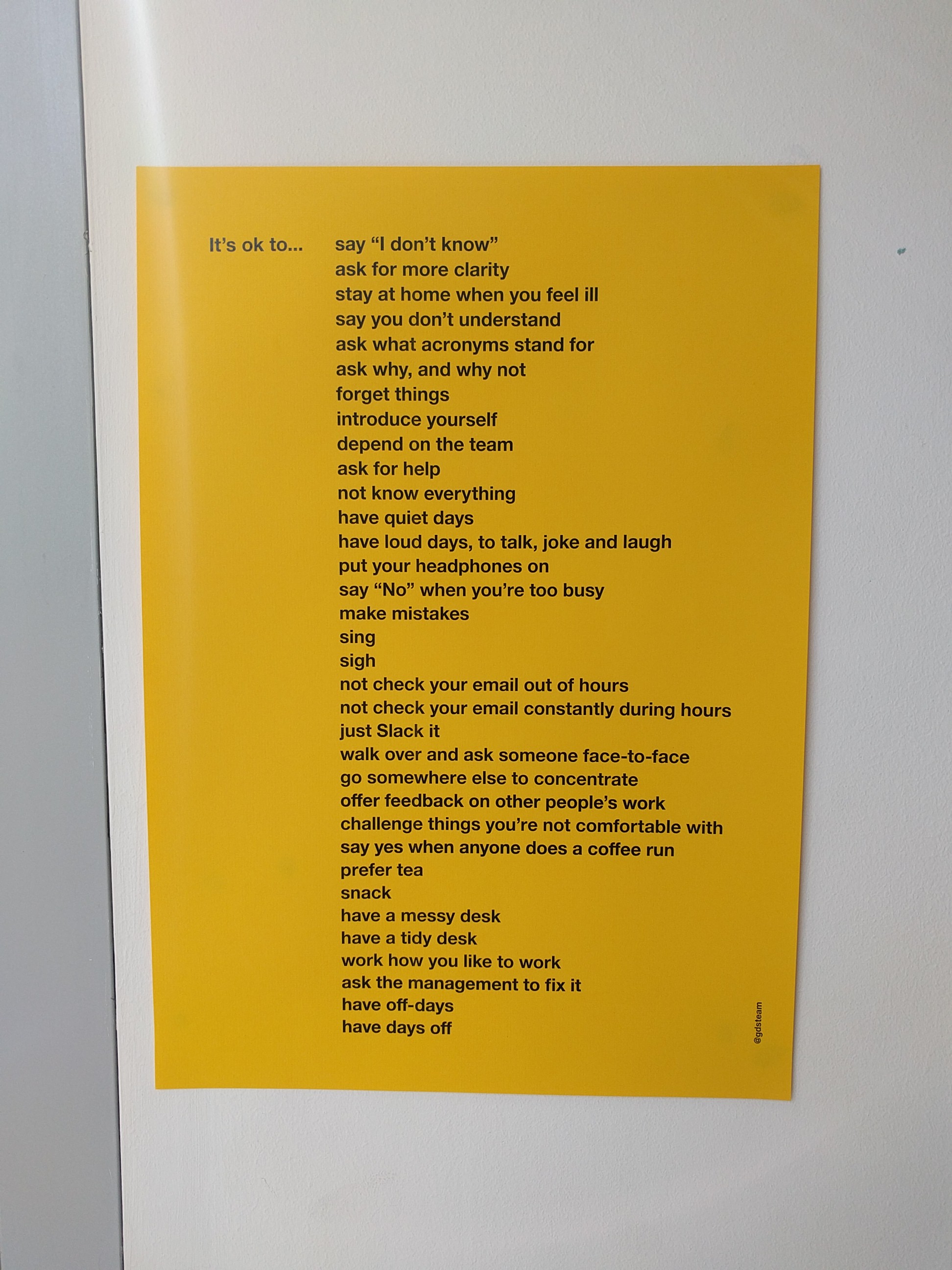 It's ok to... poster by Giles Turnbull, GDS